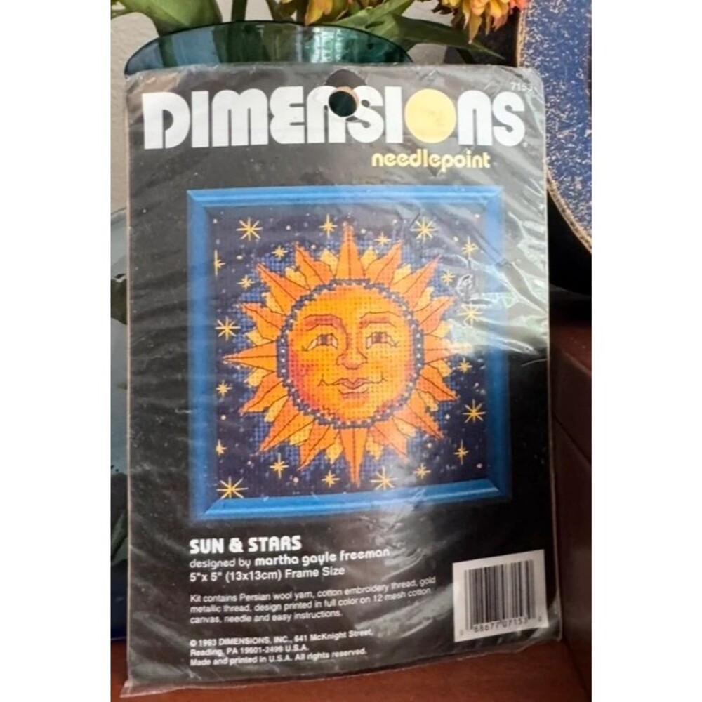 Vintage 1993 Dimensions Sun & Stars Needlepoint Kit 7153 Celestial NOS